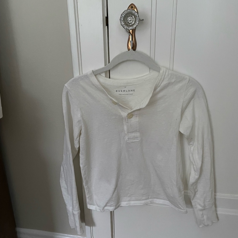 Everlane Cream Long Sleeve Henley XXS